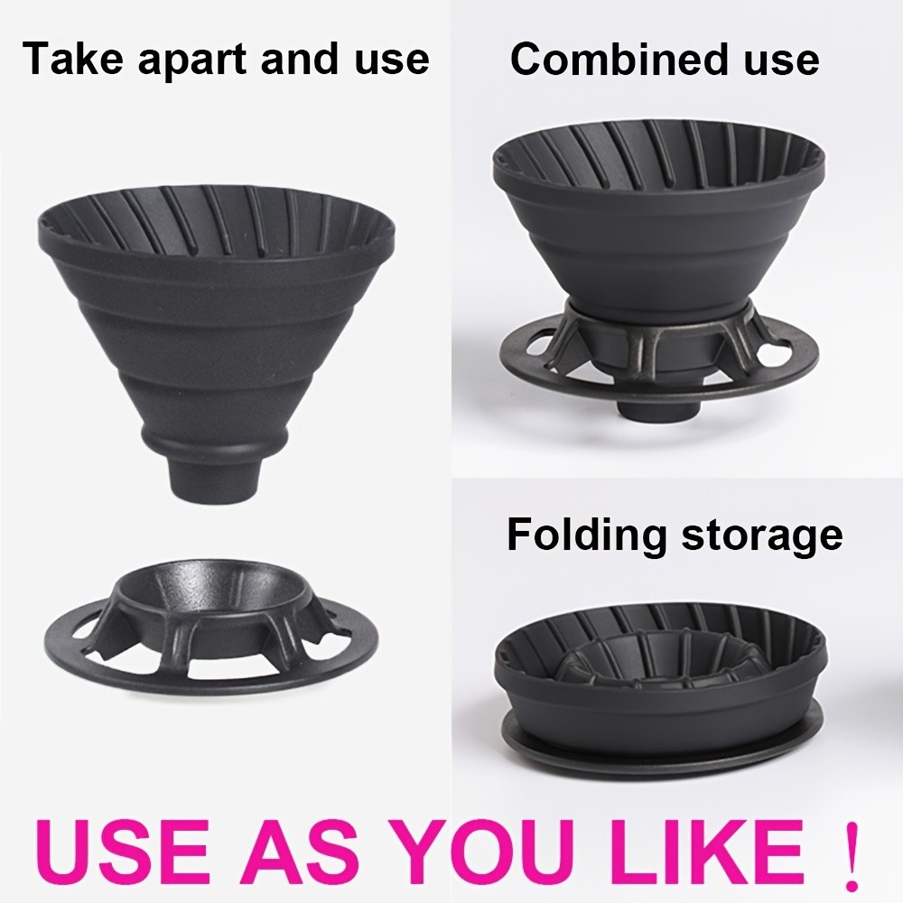 KT THERMO Collapsible Silicone Pour-Over Coffee Dripper – Foldable V60 Filter Cup for Camping, Hiking & Outdoor Brewing