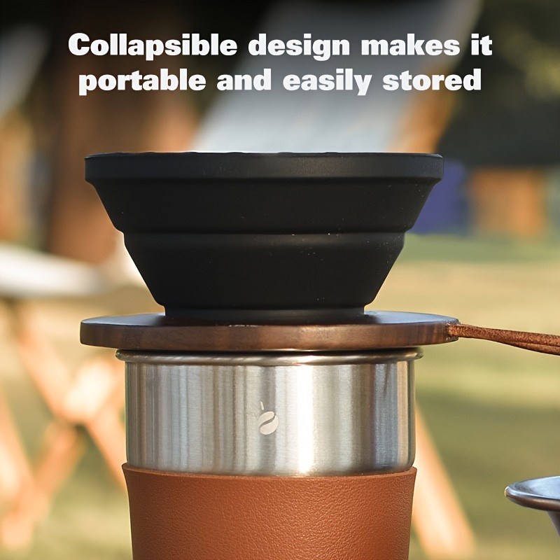KT THERMO Collapsible Silicone Pour-Over Coffee Dripper – Foldable V60 Filter Cup for Camping, Hiking & Outdoor Brewing
