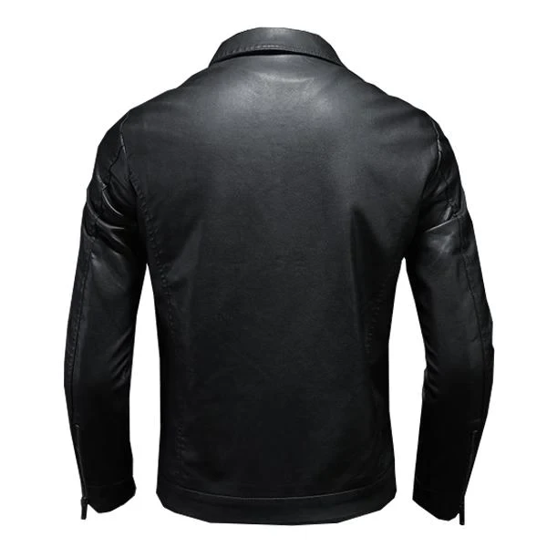 Men's lapel leather Biker Jacket