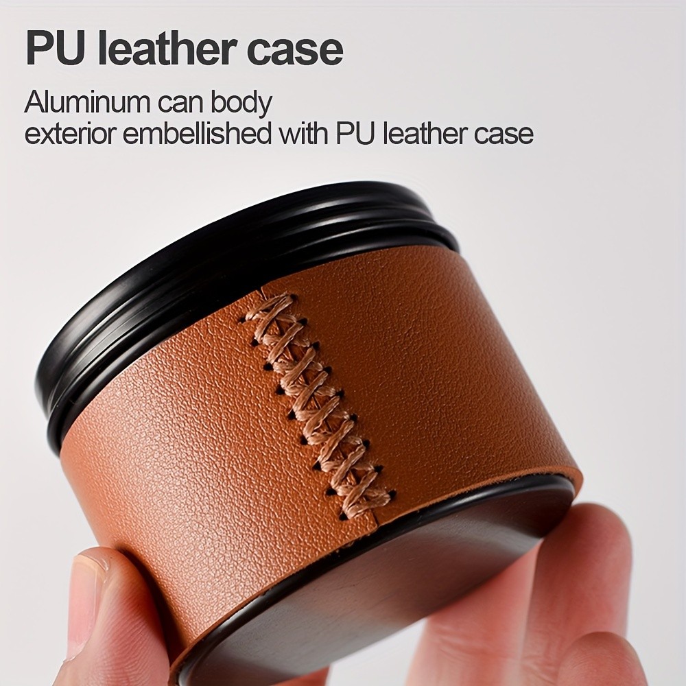 KT THERMO Portable Coffee Bean Storage Jar – Aluminium Alloy & PU Leather Mini Canister for Coffee, Tea & Flower Tea