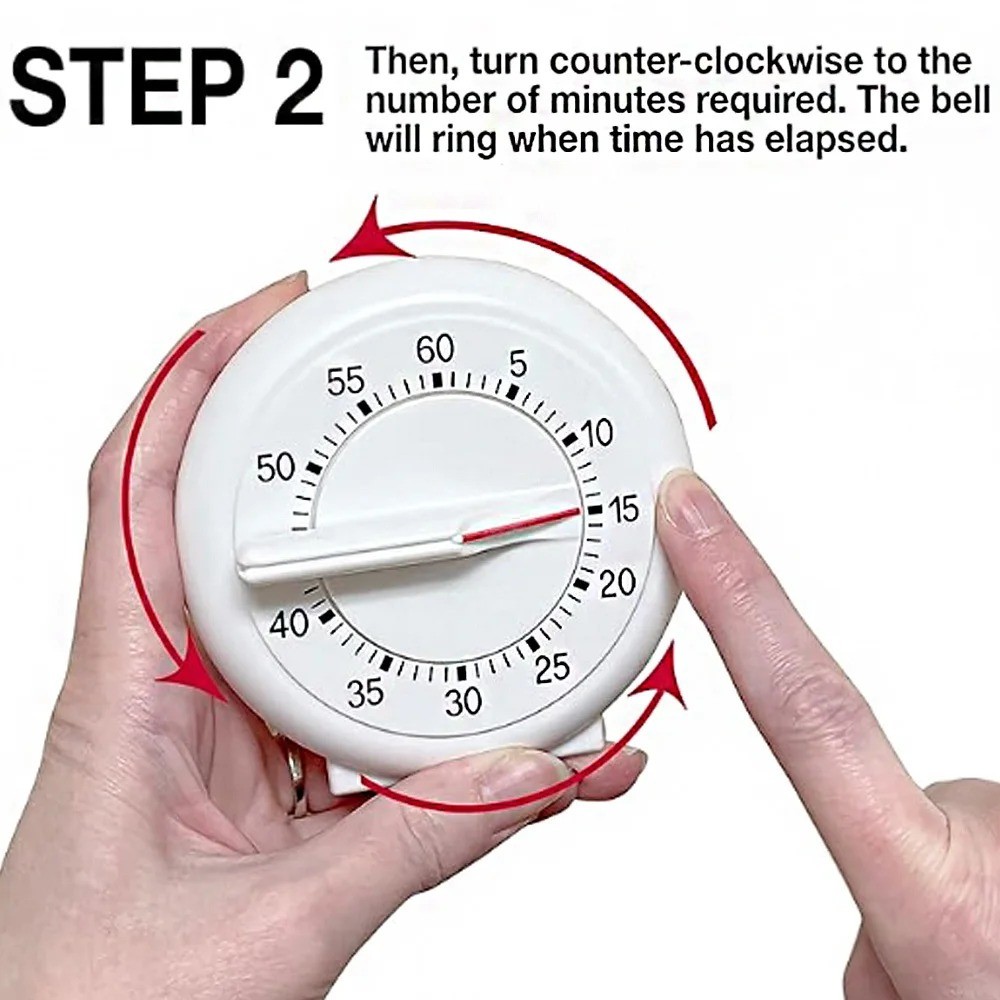 KT THERMO Mechanical Rotary Kitchen Timer – No-Electricity Plastic Countdown Tool for Cooking, Study & Home Use