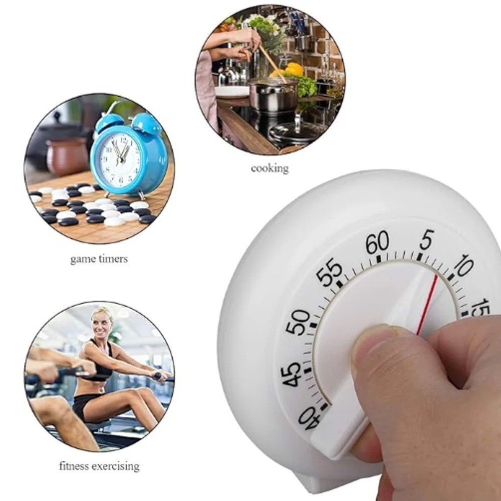 KT THERMO Mechanical Rotary Kitchen Timer – No-Electricity Plastic Countdown Tool for Cooking, Study & Home Use