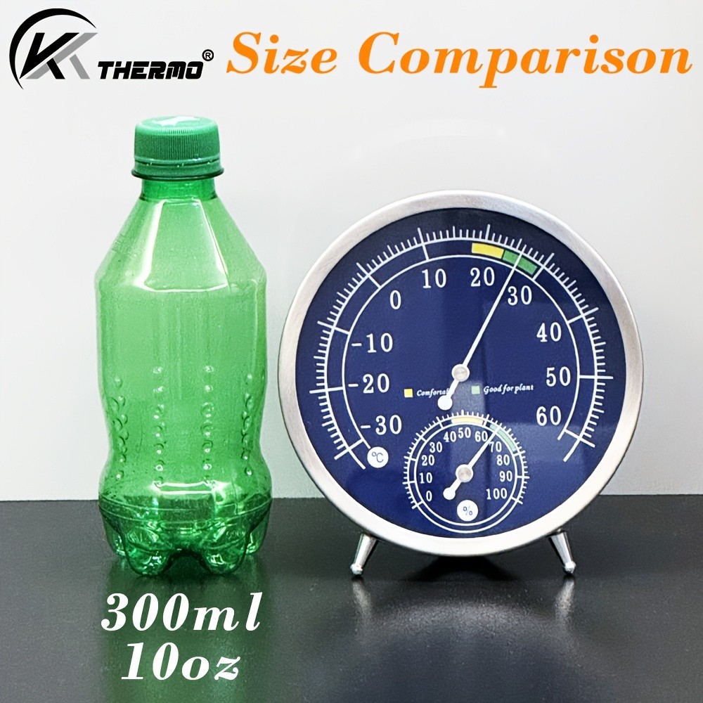 KT THERMO Premium Stainless Steel Indoor Thermo-Hygrometer – Analog Temperature & Humidity Monitor with Non-Skid Base (No Battery Needed)