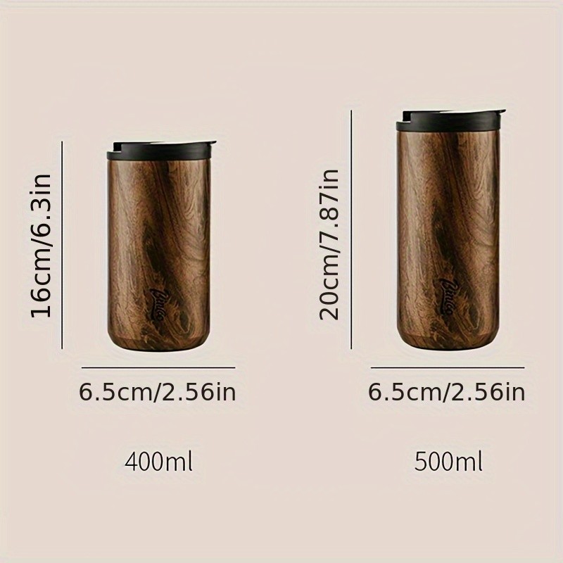 Bincoo Vintage Wood-Grain Insulated Coffee Cup – Stainless Steel Thermal Mug for Stylish On-the-Go Sipping