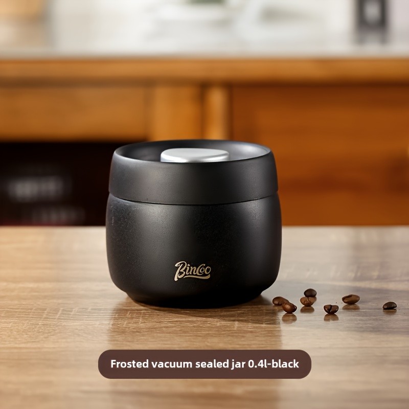Bincoo Vacuum Sealed Coffee Storage Canister – 304 Stainless Steel Airtight Jar with One-Touch Vacuum Lid & Freshness Window