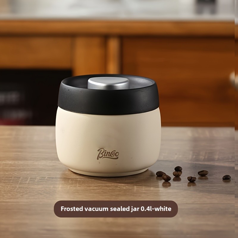 Bincoo Vacuum Sealed Coffee Storage Canister – 304 Stainless Steel Airtight Jar with One-Touch Vacuum Lid & Freshness Window
