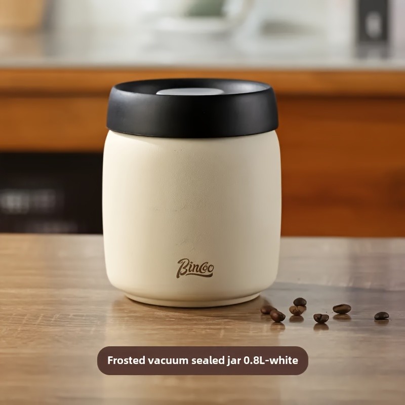 Bincoo Vacuum Sealed Coffee Storage Canister – 304 Stainless Steel Airtight Jar with One-Touch Vacuum Lid & Freshness Window