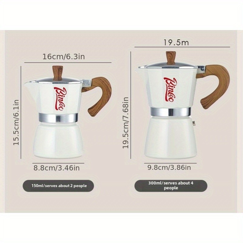 Bincoo Italian Moka Pot – Classic Stovetop Espresso Brewer for Rich Outdoor & Pour-Over Coffee Extraction