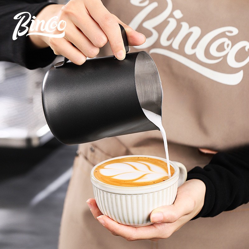 Bincoo Stainless Steel Coffee Frothing Pitcher – Professional Pointed Steam Jug for Milk Frothing, Pouring & Latte Art
