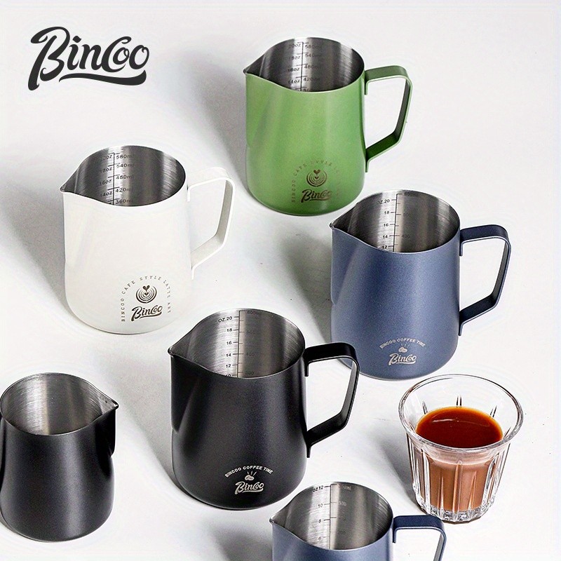Bincoo Stainless Steel Coffee Frothing Pitcher – Professional Pointed Steam Jug for Milk Frothing, Pouring & Latte Art
