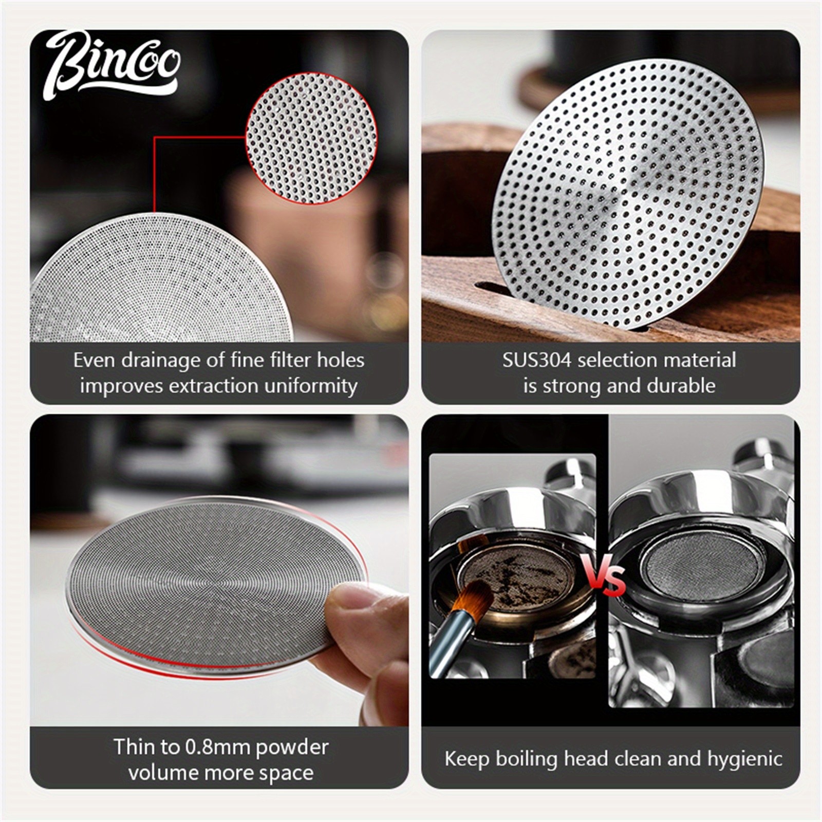 Bincoo Stainless Steel Espresso Separation Filter – Secondary Water Screen & Powder Bowl for Clean, Stable Espresso Extraction