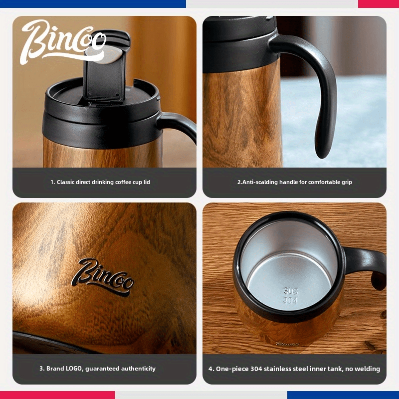 Bincoo 304 Stainless Steel Insulated Coffee Mug – Double-Wall Thermal Cup with Handle for Home, Office & Iced American-Style Drinks