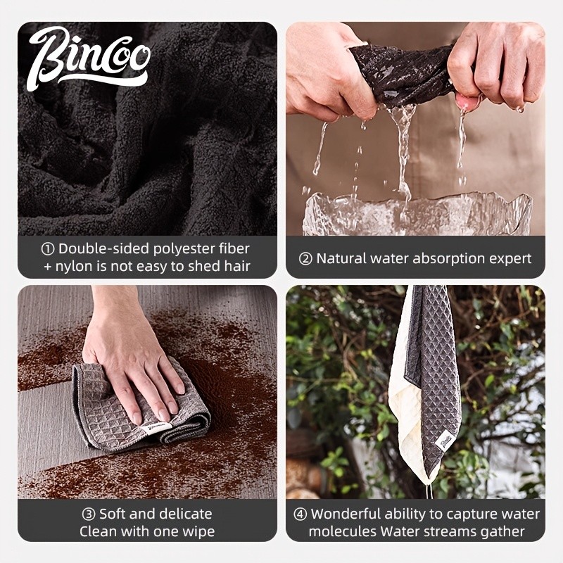 Bincoo Barista Coffee Machine Cleaning Towel – Absorbent Square Rag for Milk Spills, Steam Wands & Café Workstations