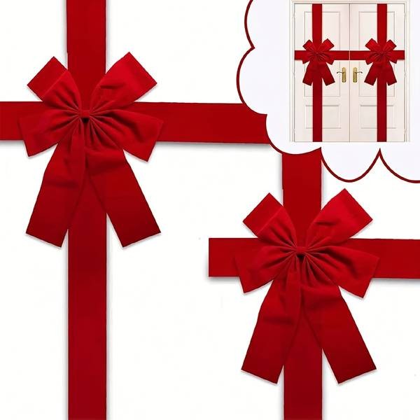 Large Elegant Red Christmas Bow – Classic 3D Holiday Ribbon Décor