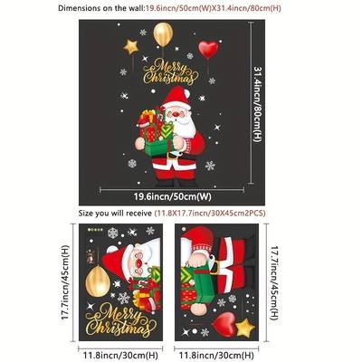 Large Christmas Window Decoration Stickers – Santa Claus with Presents (Reusable Static Cling)