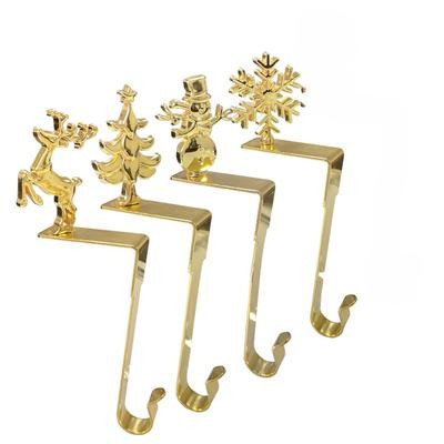 Christmas Sock Hook – Heavy-Duty Metal Stocking Hanger with Elegant Red & Gold Design