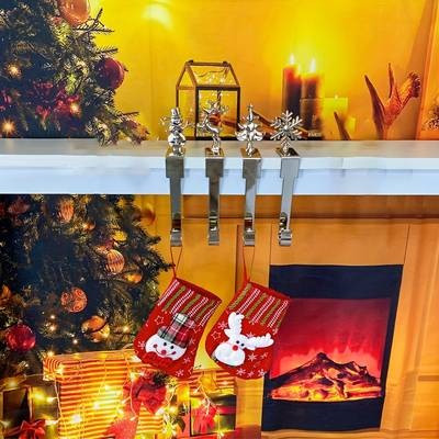 Christmas Sock Hook – Heavy-Duty Metal Stocking Hanger with Elegant Red & Gold Design