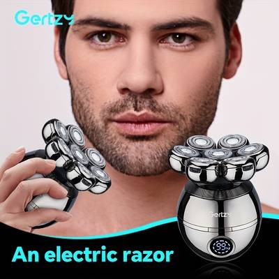 GERTZY 5-in-1 Grooming Kit for Bald Men – Electric Head Shaver with Rotary Blades & Accessories
