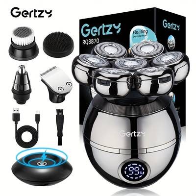 GERTZY 5-in-1 Grooming Kit for Bald Men – Electric Head Shaver with Rotary Blades & Accessories