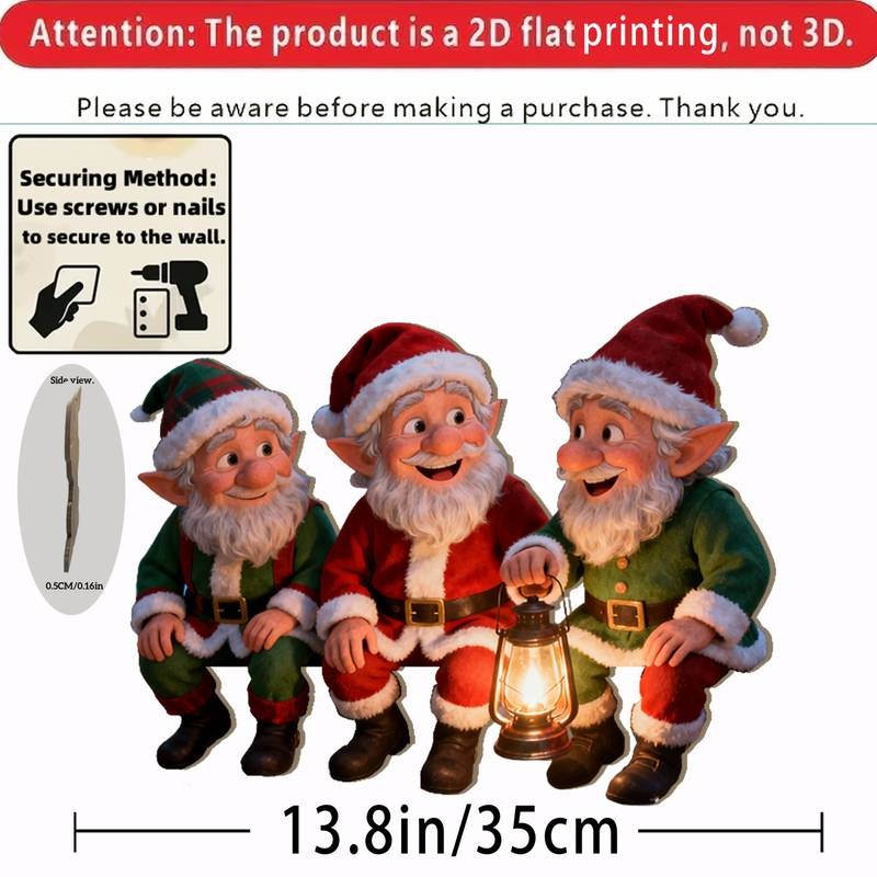 2D Flat Wooden Christmas Gnome Decoration – Large Outdoor Garden Ornament