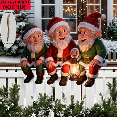 2D Flat Wooden Christmas Gnome Decoration – Large Outdoor Garden Ornament