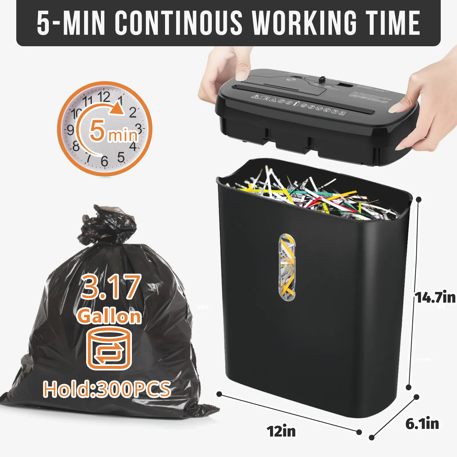 10 Strip Paper Shredder, P-2 Security Level, Equipped With A 3.17-gallon Paper Basket, CD And Credit Card Shredder, Durable And Fast Anti Paper Jam System, ETL Certified Home Office Shredder, FBA Ship