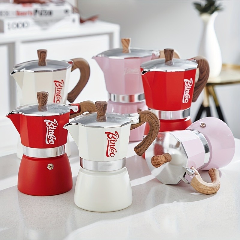 Bincoo Italian Espresso Moka Pot, Hand-Brewed Coffee Machine & Manual Coffee Grinder – Authentic Italian Café Taste at Home