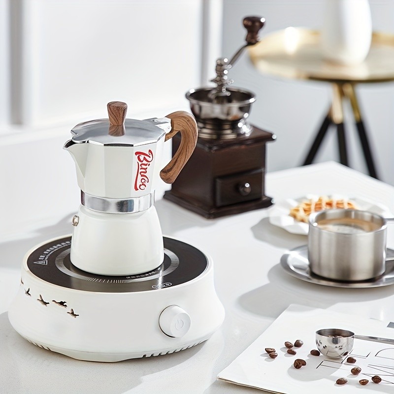 Bincoo Italian Espresso Moka Pot, Hand-Brewed Coffee Machine & Manual Coffee Grinder – Authentic Italian Café Taste at Home