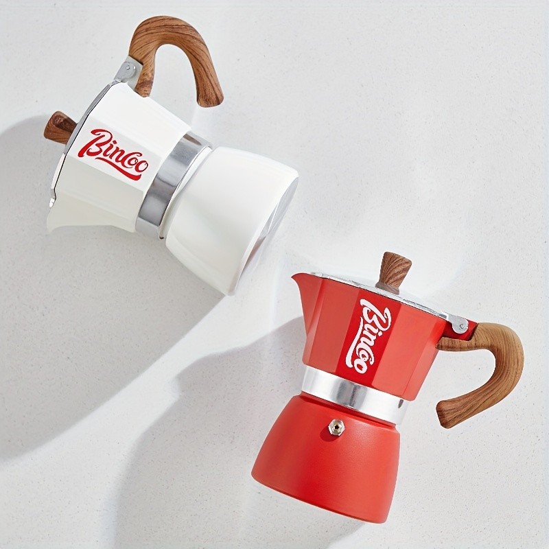 Bincoo Italian Espresso Moka Pot, Hand-Brewed Coffee Machine & Manual Coffee Grinder – Authentic Italian Café Taste at Home