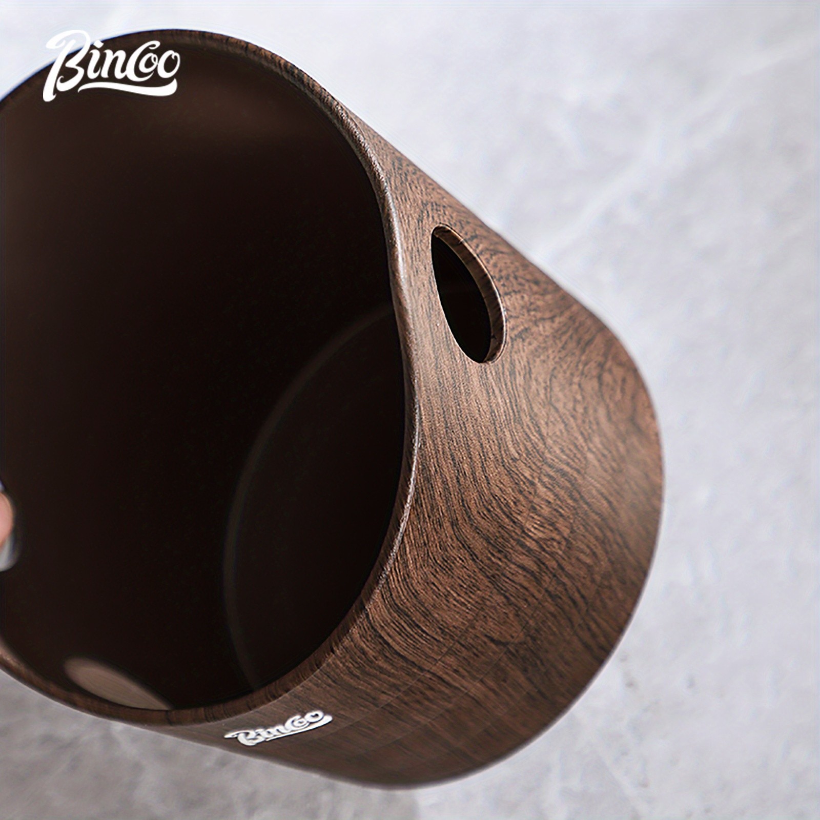 Bincoo Wood Grain Coffee Sludge Bucket – Italian-Style ABS Knock Powder Container for Clean, Easy Waste Storage