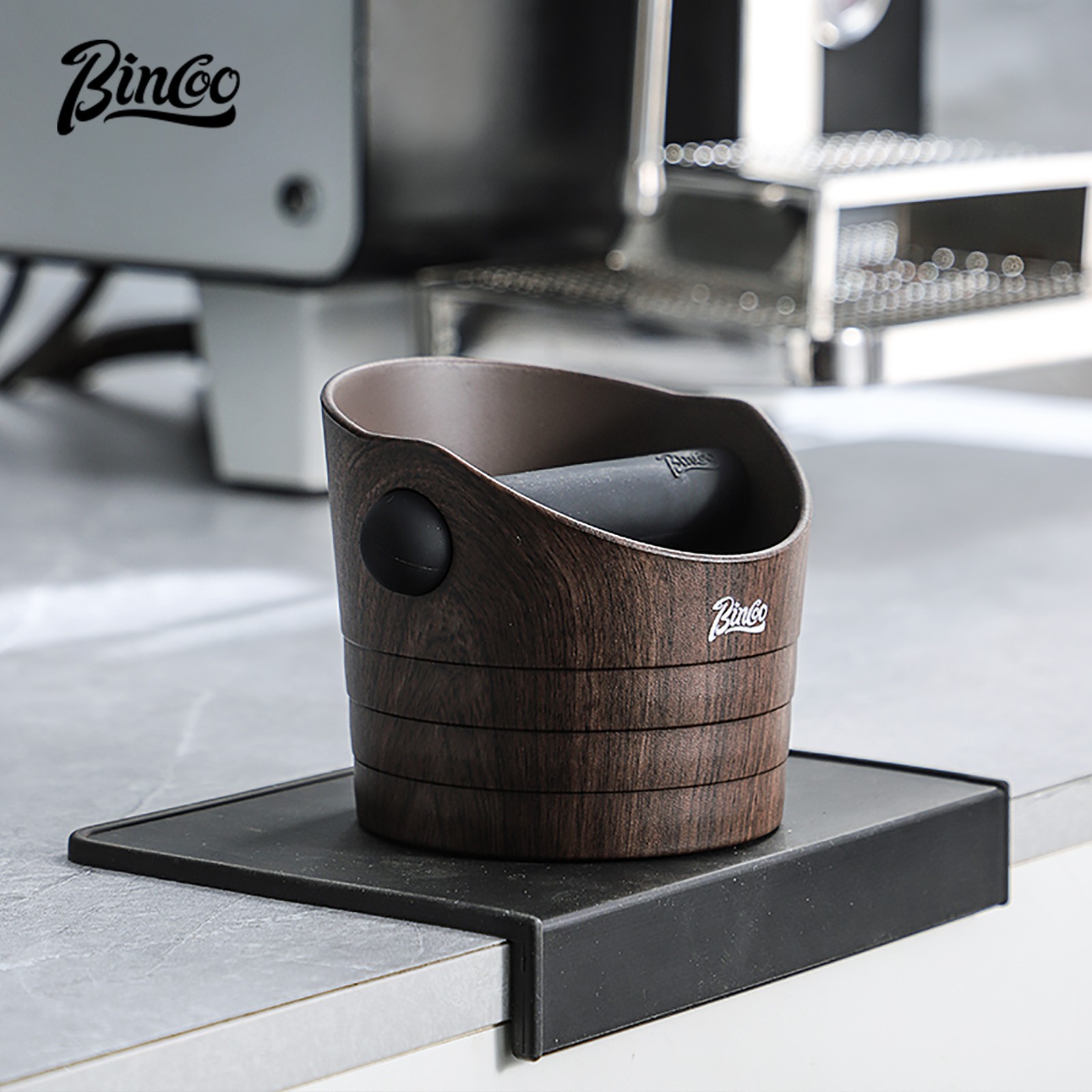 Bincoo Wood Grain Coffee Sludge Bucket – Italian-Style ABS Knock Powder Container for Clean, Easy Waste Storage