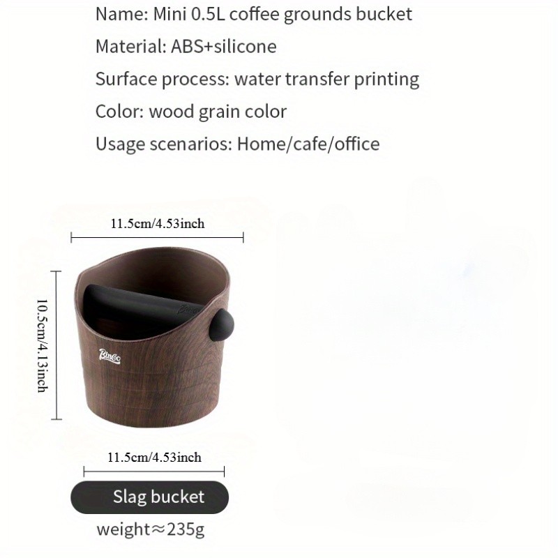 Bincoo Wood Grain Coffee Sludge Bucket – Italian-Style ABS Knock Powder Container for Clean, Easy Waste Storage