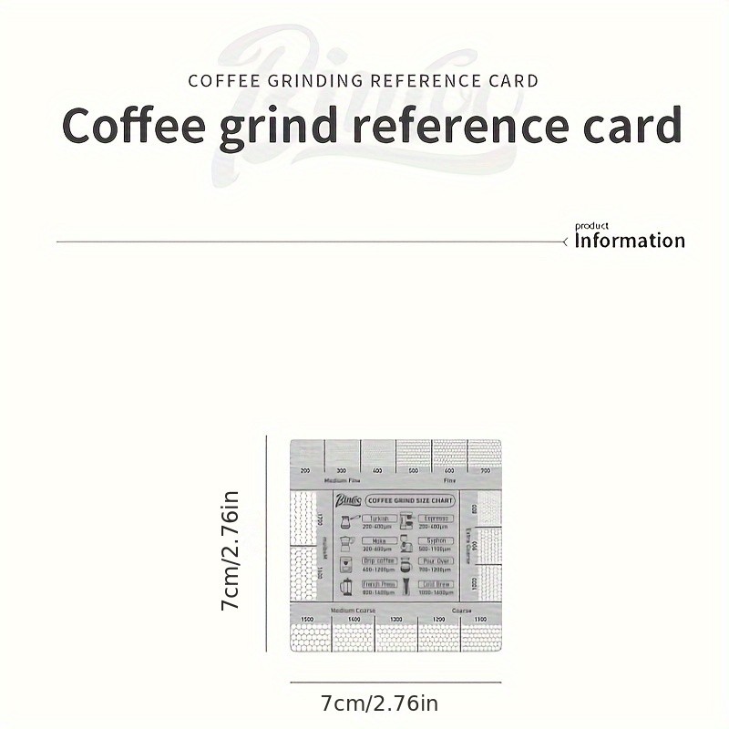 Bincoo Coffee Bean Grinding Scale Reference Card, Professional Coffee Powder Thickness Comparison Guide for Accurate Bean Grinding
