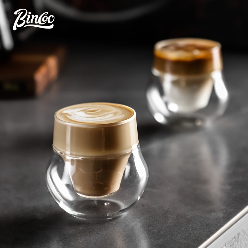 Bincoo Double Glass Coffee Cup – 110ml Italian-Style Clear Espresso Mug