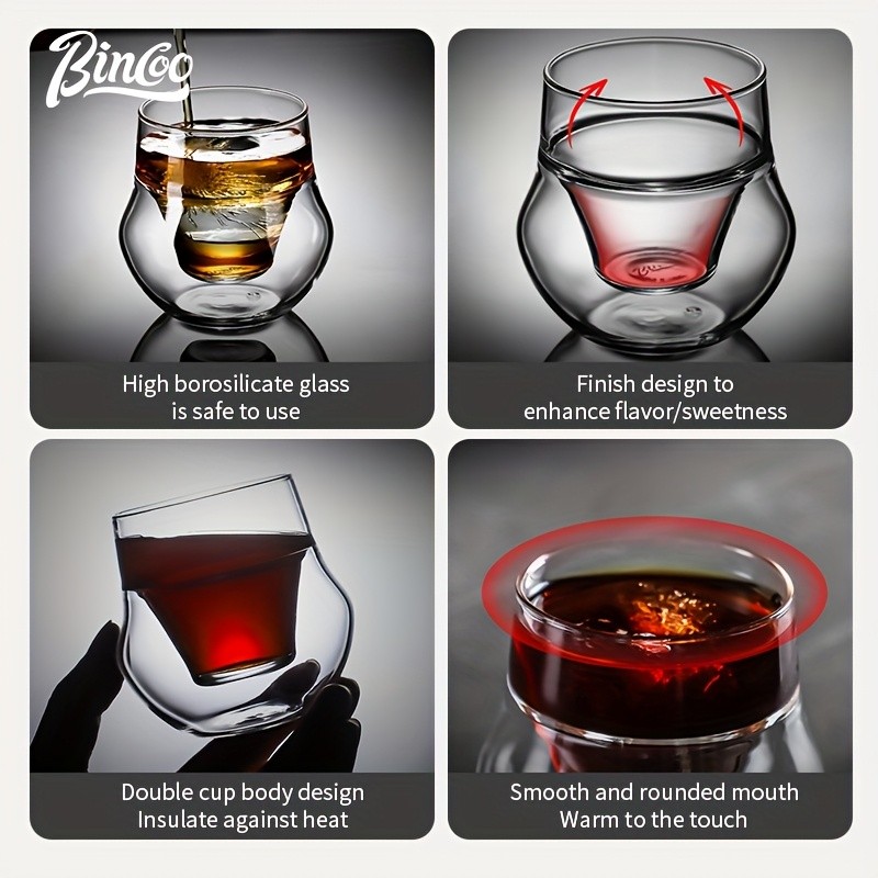 Bincoo Double Glass Coffee Cup – 110ml Italian-Style Clear Espresso Mug