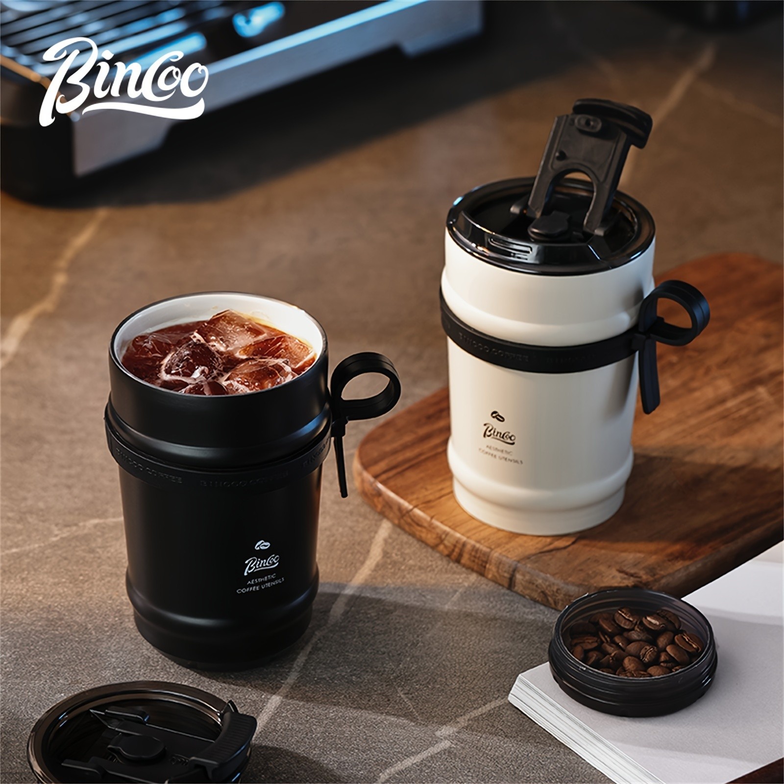 Bincoo Ceramic Liner Travel Mug – 316 Stainless Steel Coffee Cup with Lid