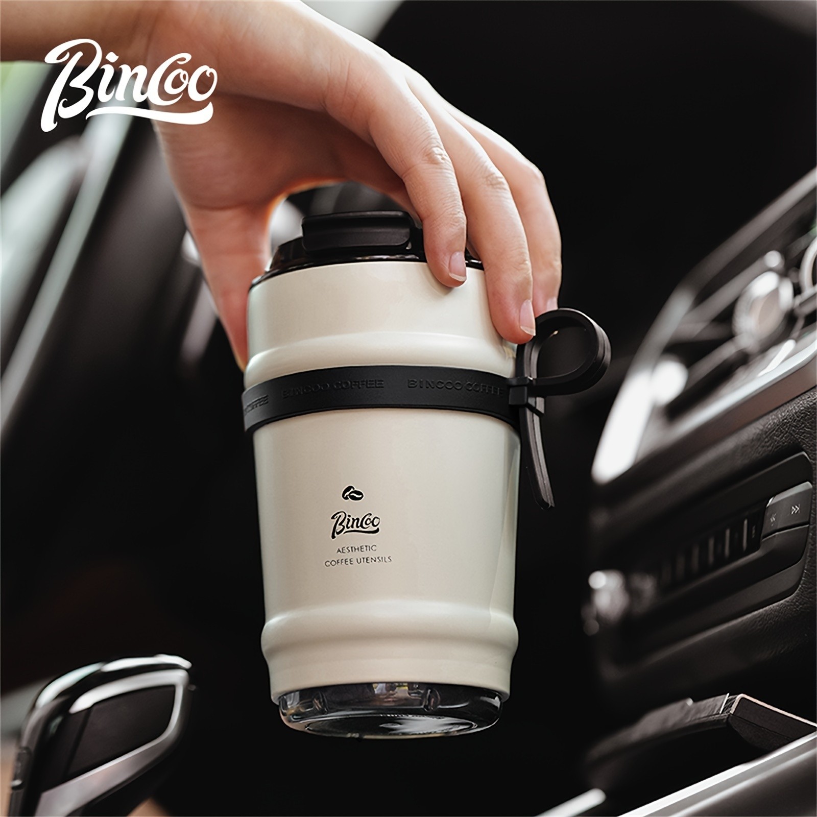 Bincoo Ceramic Liner Travel Mug – 316 Stainless Steel Coffee Cup with Lid