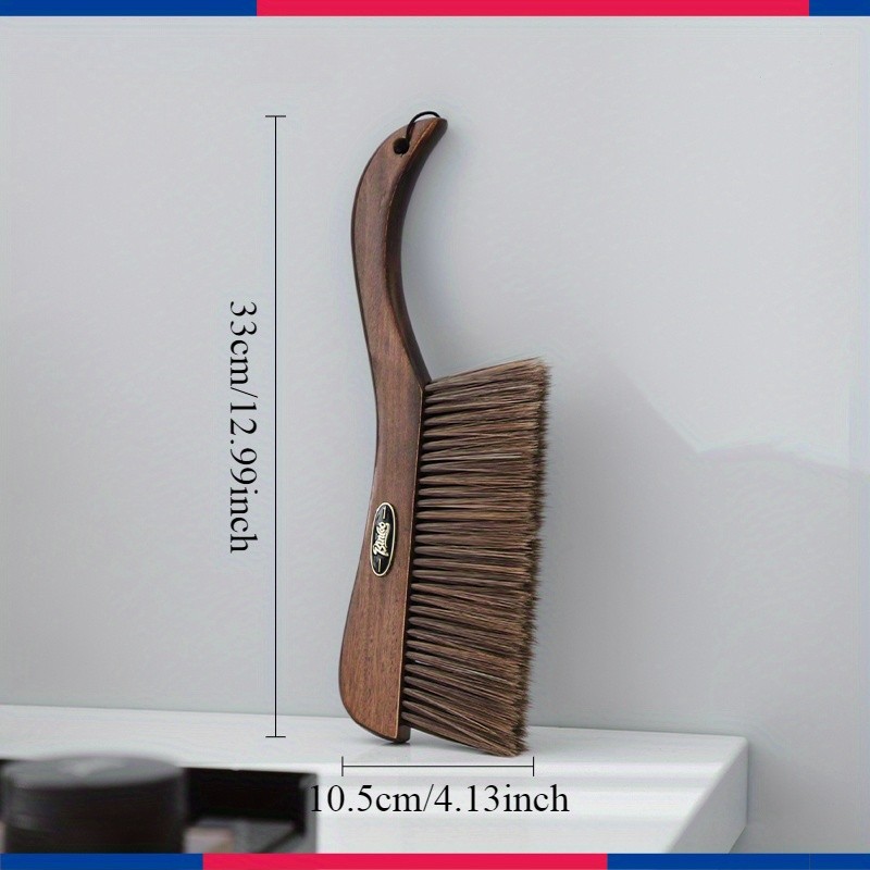 Bincoo Wooden Coffee Bar Cleaning Brush – Soft-Bristle Tabletop Brush with Lanyard