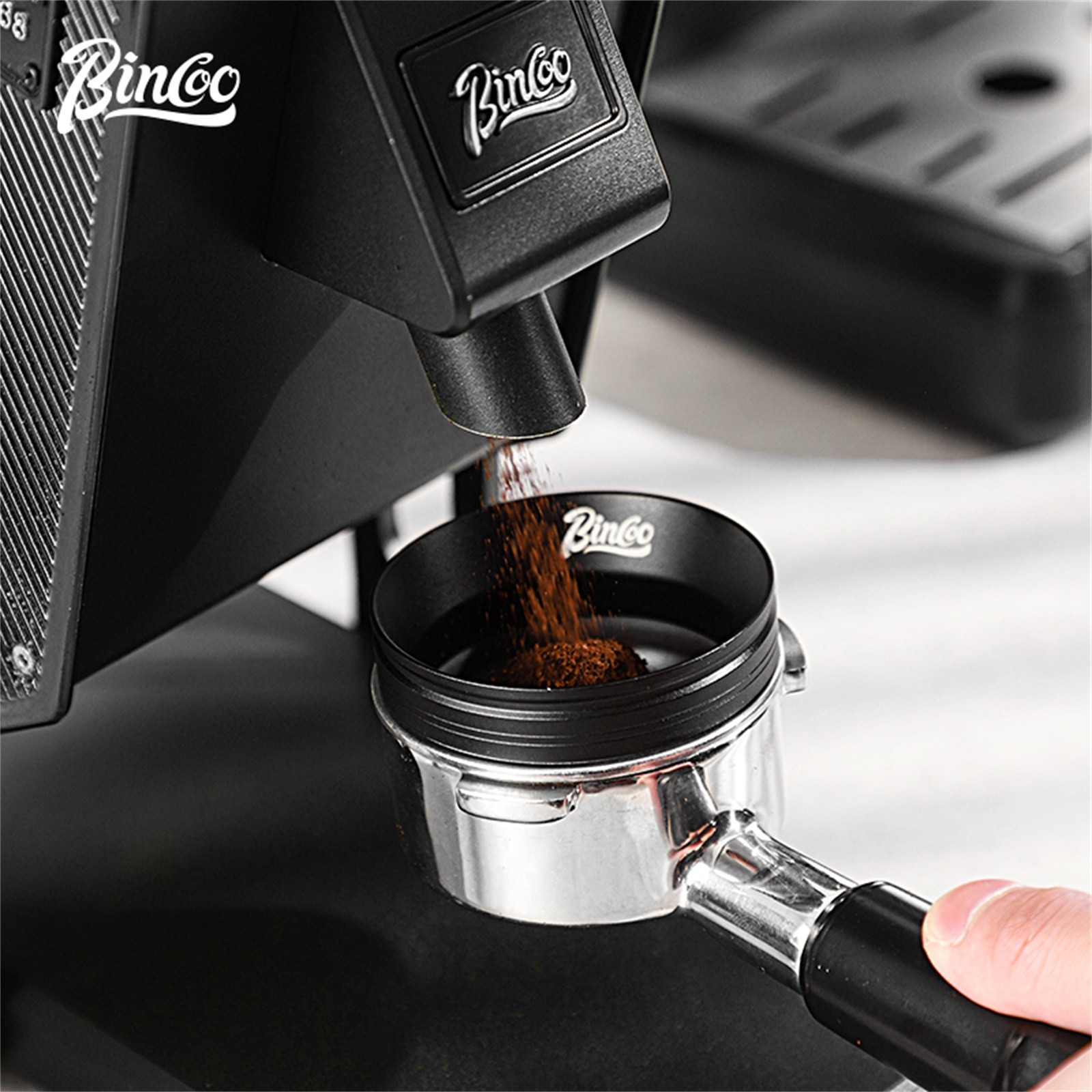 Bincoo Magnetic Espresso Dosing Funnel – Anti-Static 51mm Portafilter Ring