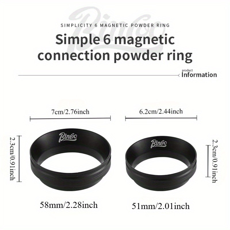 Bincoo Magnetic Espresso Dosing Funnel – Anti-Static 51mm Portafilter Ring