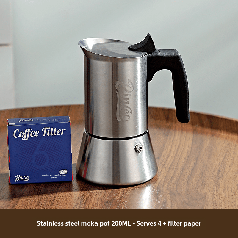Bincoo Stainless Steel Moka Pot – Single Valve Espresso Maker for Home Brewing
