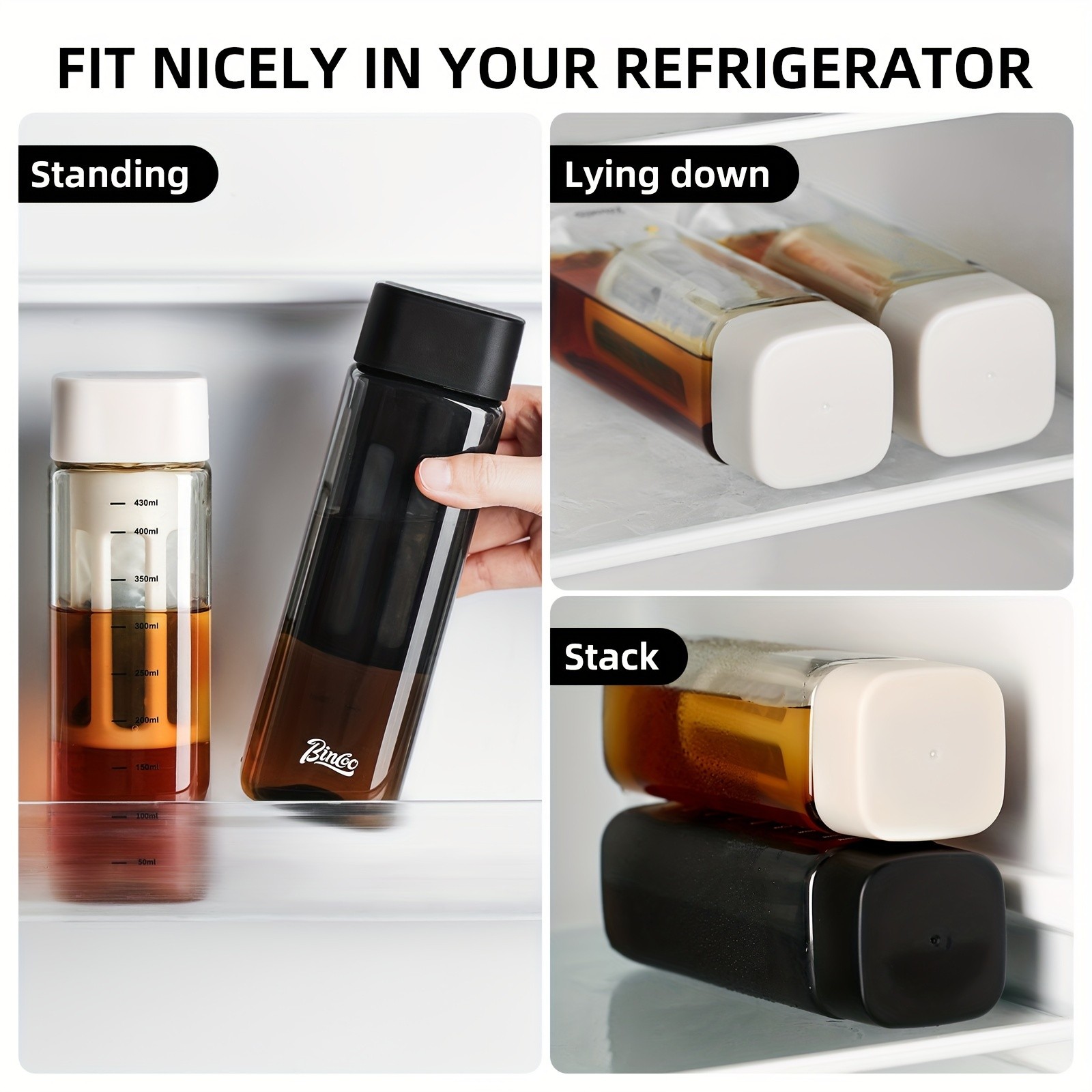 Bincoo Tritan Square Cold Brew Cup – Reusable Filter Coffee Thermos