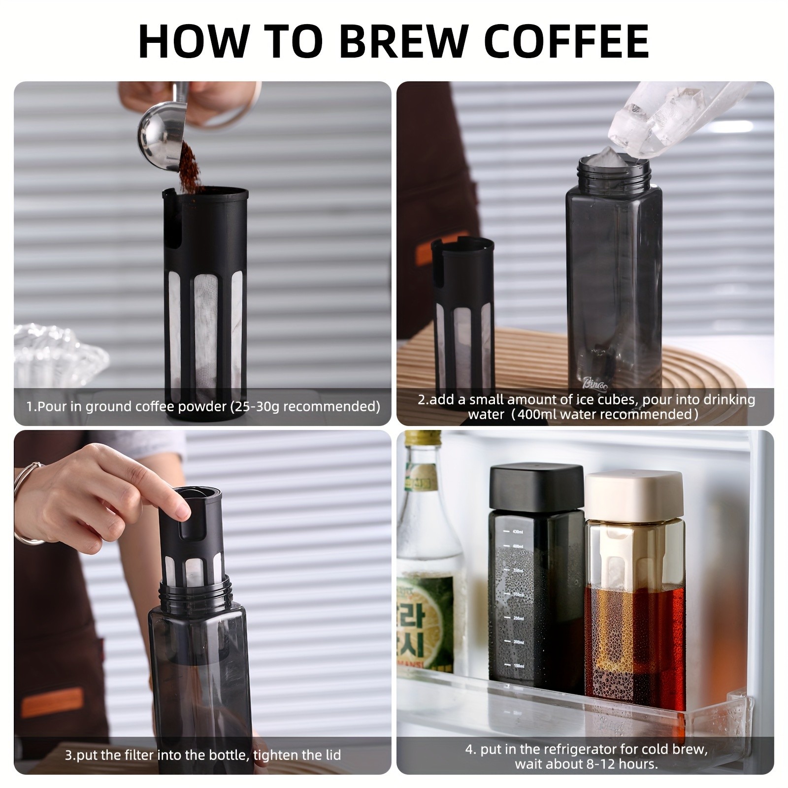 Bincoo Tritan Square Cold Brew Cup – Reusable Filter Coffee Thermos