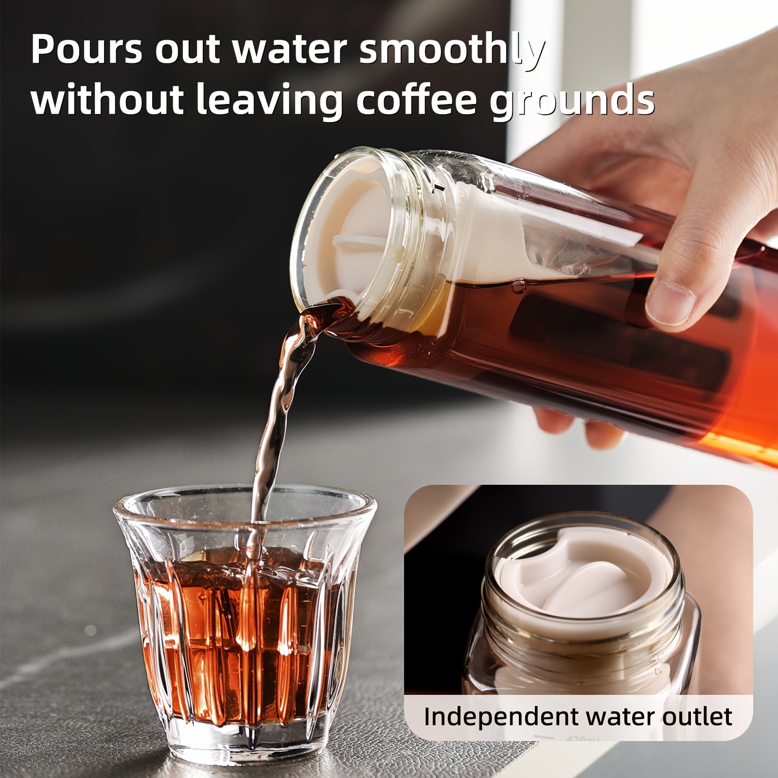 Bincoo Tritan Square Cold Brew Cup – Reusable Filter Coffee Thermos