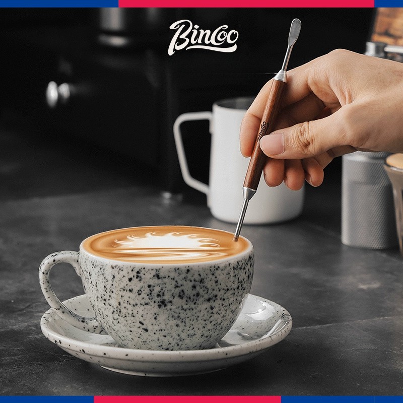 Bincoo Wooden Latte Art Pen – Stainless Precision Coffee Decorating Tool