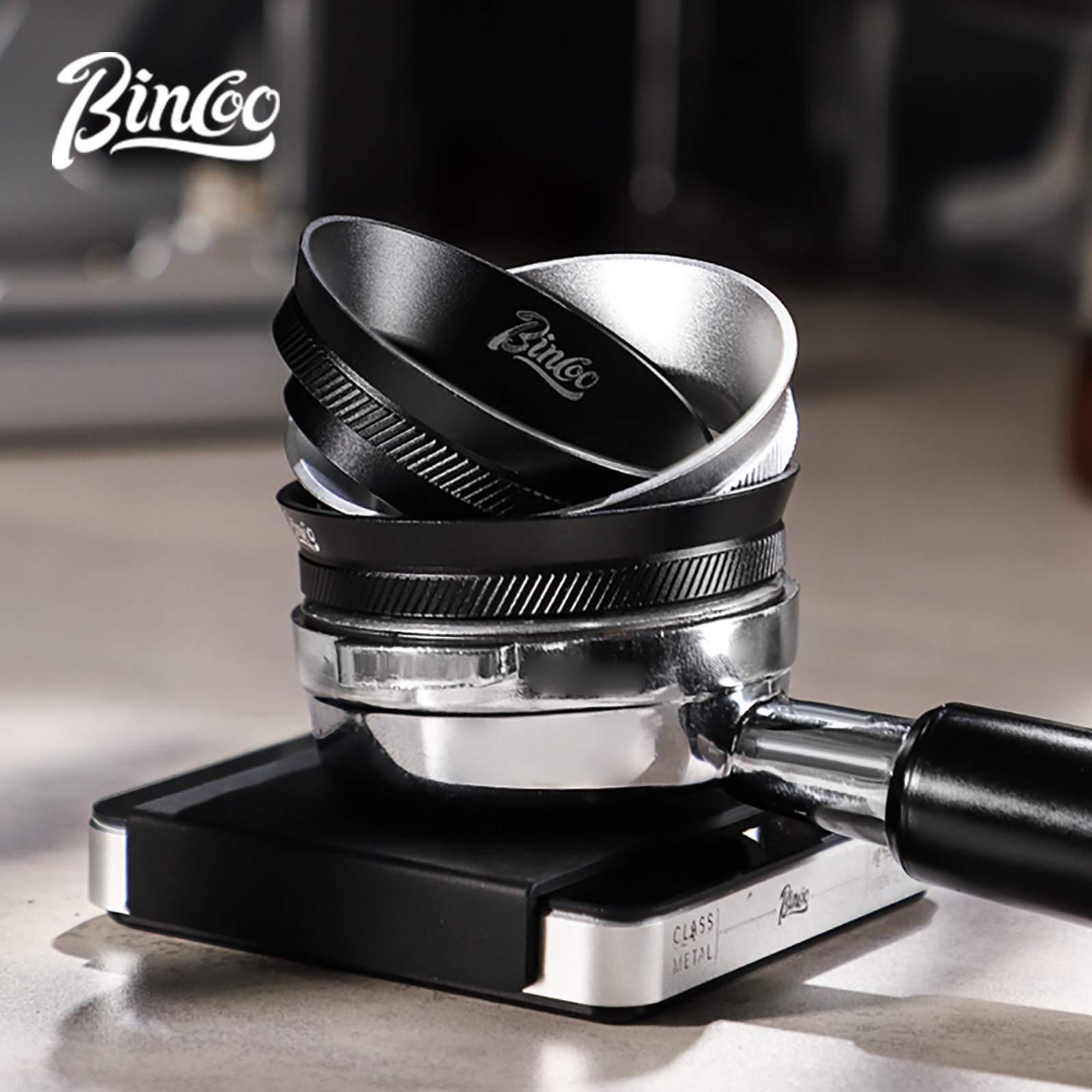 Bincoo Magnetic Anti-Static Dosing Ring – Wide-Mouth Metal Funnel for 51mm/58mm Portafilters
