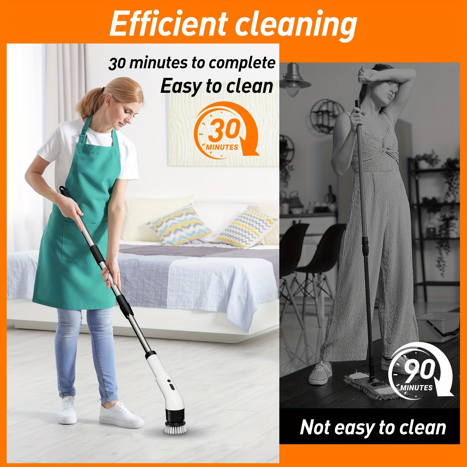 IAGREEA Electric Rotating Cleaning Brush – Cordless 3-Speed Scrubber with Replaceable Heads
