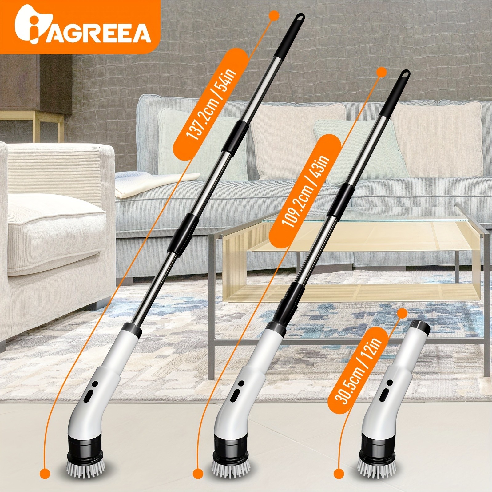 IAGREEA Electric Rotating Cleaning Brush – Cordless 3-Speed Scrubber with Replaceable Heads