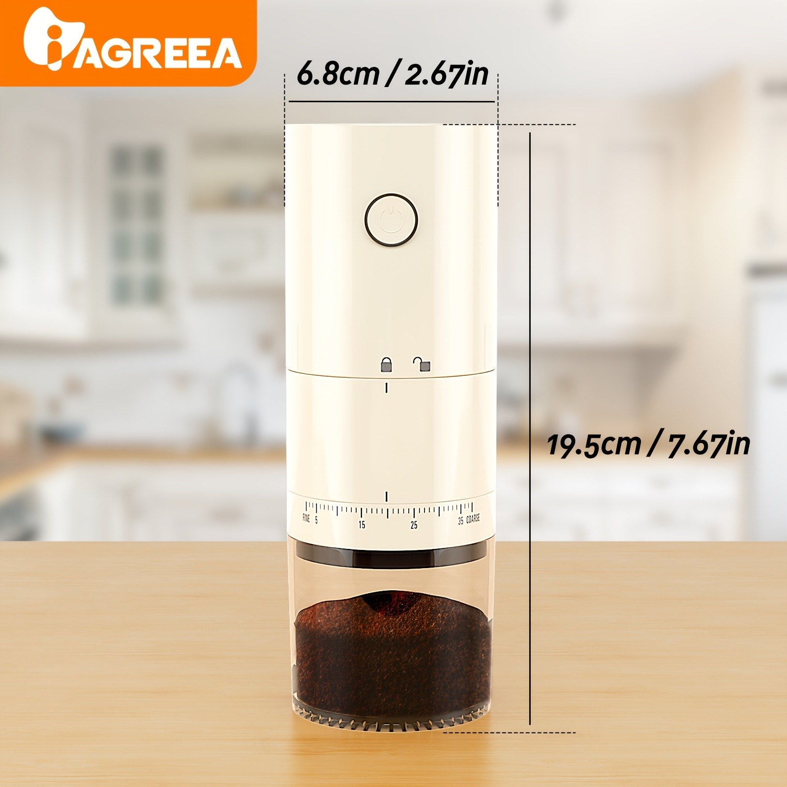 IAGREEA Adjustable Electric Coffee Grinder – 38-Setting Silent Burr Grinder for 2–12 Cups