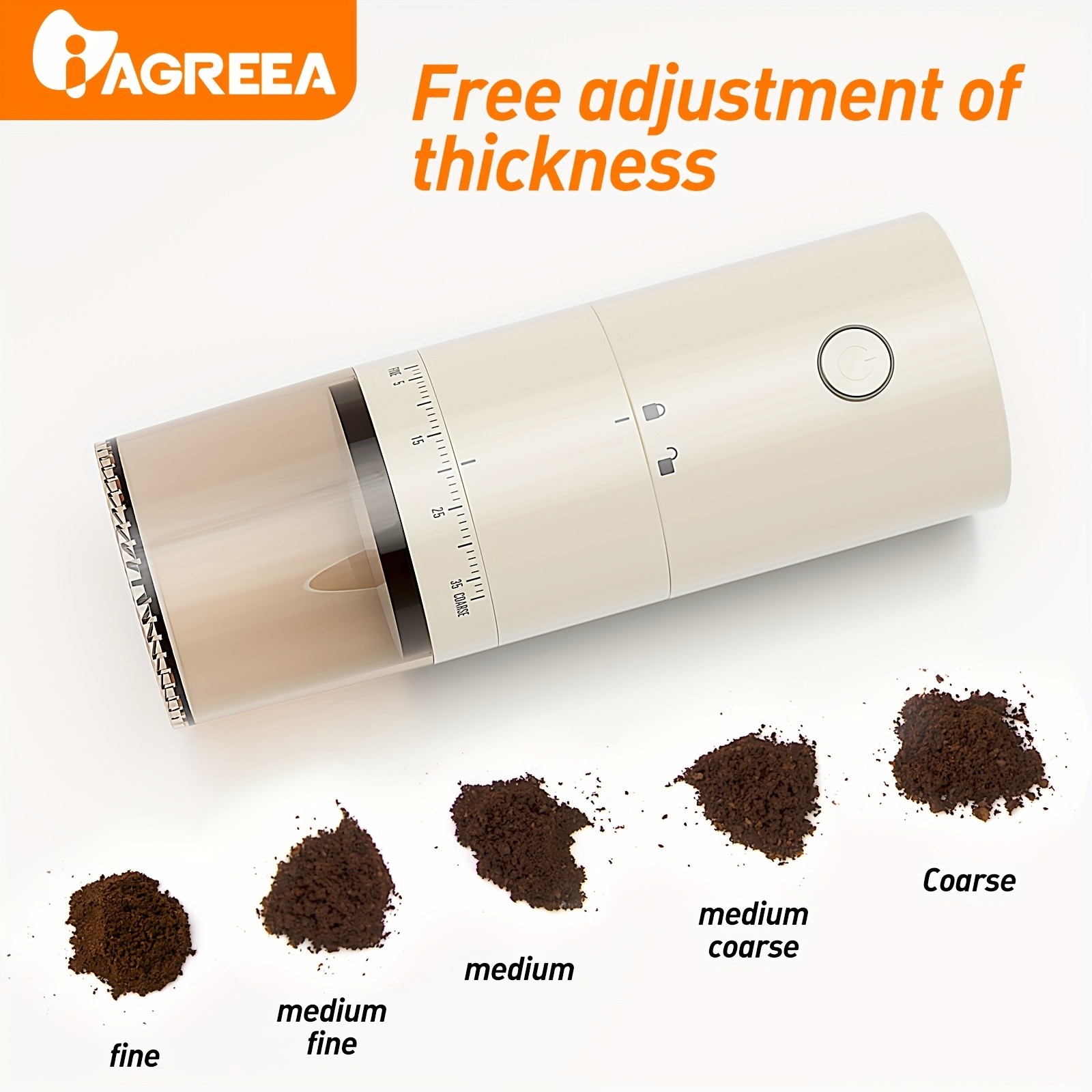 IAGREEA Adjustable Electric Coffee Grinder – 38-Setting Silent Burr Grinder for 2–12 Cups